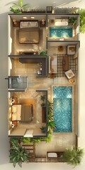 Sticker - Tropical Villa Floor Plan Design