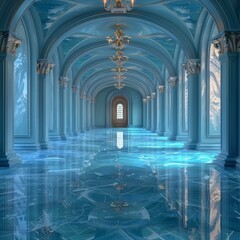 Wall Mural - Azure Palace Hallway Illustrative