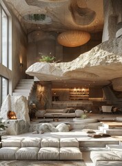 Canvas Print - Modern Cave-Like Living Room Design