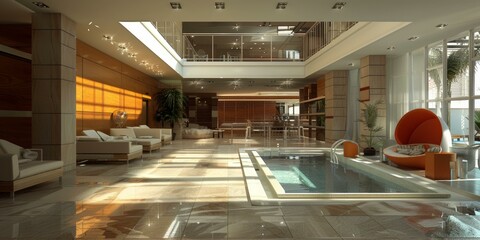 Wall Mural - Modern Luxurious Indoor Pool House Design