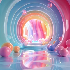 Poster - Colorful Abstract Tunnel with Geometric Shapes