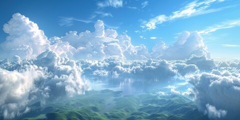 Wall Mural - Stunning Aerial View of Cloudscape over Lush Landscape