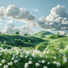 Canvas Print - Beautiful Springtime Landscape Illustration