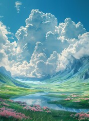 Poster - A Picturesque Mountain Valley Scenic View