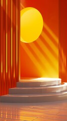 Poster - Modern Abstract Orange and Yellow Interior Scene