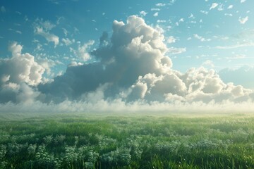 Poster - Stunning Cloud-Filled Meadow Landscape