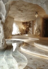 Poster - Cave-Like Interior Design with Water Feature