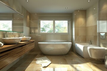 Sticker - Modern Bathroom Interior Design Illustration