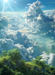 Poster - Stunning Cloud Formations Above Lush Landscape