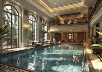 Wall Mural - Luxurious Indoor Swimming Pool in a Grand Mansion