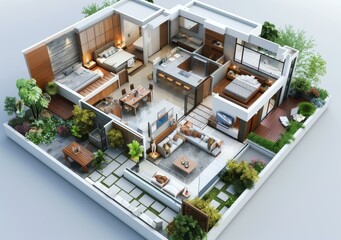 Poster - Modern House Floor Plan Design Illustration