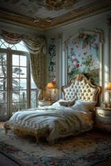 Sticker - Elegant Classic Floral Bedroom Interior Design