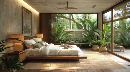 Wall Mural - Tropical Modern Bedroom Interior Design