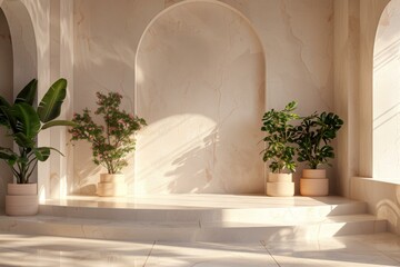 Wall Mural - Beige Interior Design with Plants