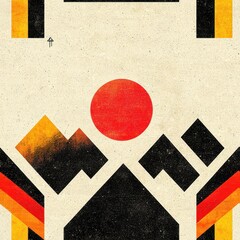 Poster - Abstract Geometric Minimalist Design with Bold Colors, seamless pattern