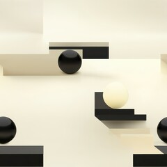 Poster - Minimalist Geometric Forms in Abstract Composition, seamless pattern