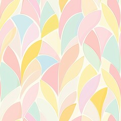 Poster - Soft Minimalist Abstract Shapes in Pastel Tones, seamless pattern
