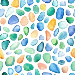 Poster - Clean Minimalist Watercolor Abstract Shapes, seamless pattern