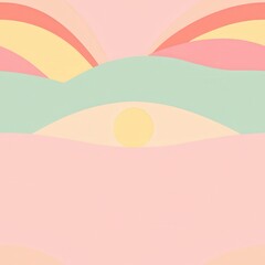Poster - Soft Minimalist Flowing Shapes with Gradients, seamless pattern