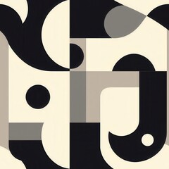 Poster - Geometric Abstract Minimalist Pattern in Soft Tones, seamless pattern
