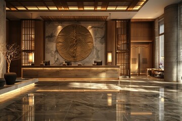 Elegant Modern Asian Style Lobby Design