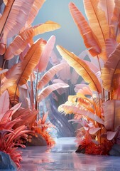 Wall Mural - Fantasy Tropical Paradise Scene