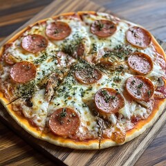 pizza with salami and olives