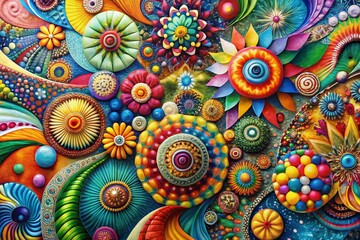 Aufkleber - vibrant abstract art with colorful patterns and textures creating a dynamic and energetic compositio