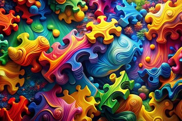 Aufkleber - Vibrant and Colorful Autism-Inspired Abstract Wallpaper for Creative and Inspirational Backgrounds