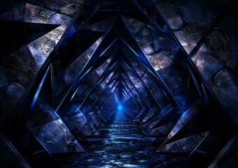 Canvas Print - Blue and Black Futuristic Space Tunnel