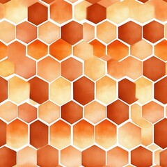 Wall Mural - Honeycomb pattern, orange tones on a white isolated background