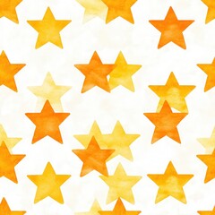 Wall Mural - Pattern of yellow and orange stars on a white background.