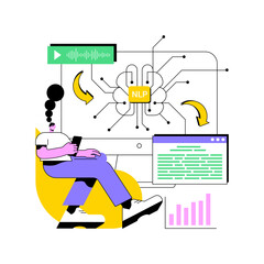 Poster - Text Data Analysis with NLP abstract concept vector illustration.