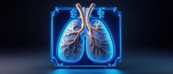 Wall Mural -  Illustration of Lungs in Neon Design