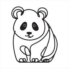 Sticker - single one line panda silhouette on white background
