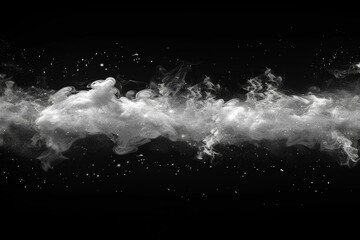 Canvas Print - Black and white smoke. The smoke is shaped like a wave and has a starry background.