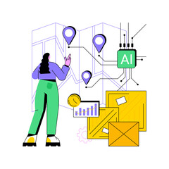 Poster - Real-Time Supply Chain Visibility with AI abstract concept vector illustration.