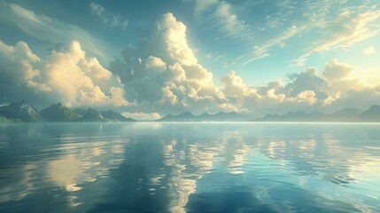 Poster - Serene Mountain Lake Scenery Under a Cloudy Sky