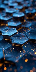 Canvas Print - Blue And Gold 3D Hexagons