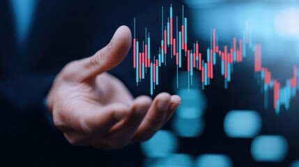Poster - Hand Holding Stock Market Data Visualization