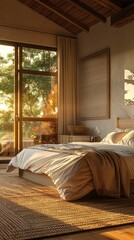 Sticker - Rustic Bedroom Interior Design with Natural Light