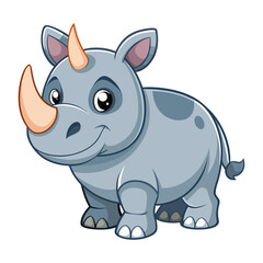 Wall Mural - rhino cartoon isolated on white background.