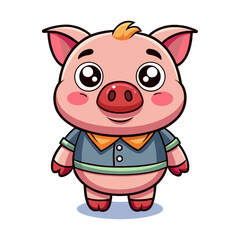 Wall Mural - Vector illustration of cute pig cartoon isolated on white background