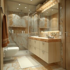 Wall Mural - Modern Beige Bathroom Interior Design