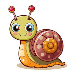 Wall Mural - Cute cartoon snail vector illustration isolated on white background.
