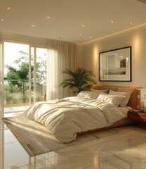 Sticker - Modern Bedroom Interior Design Illustration