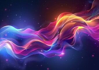 Poster - Abstract Colorful Cosmic Waves