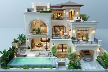 Luxury Mansion Exterior Design Illustration