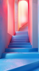 Canvas Print - Colorful Staircase in a Modern Architecture