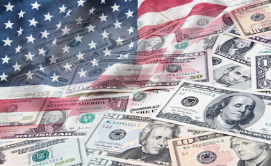 USA finance flag and cash